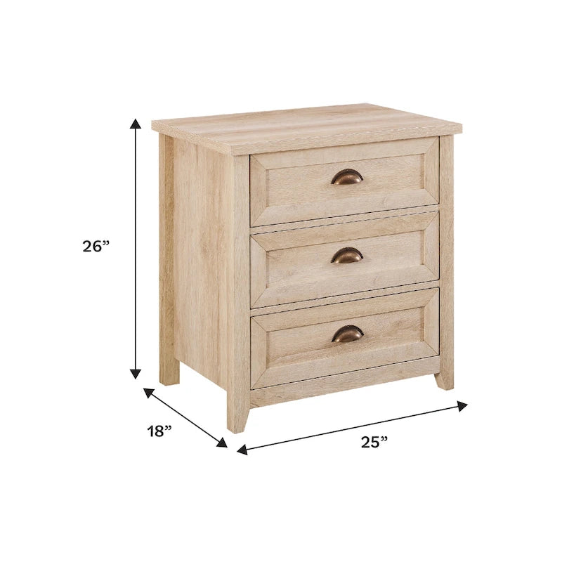 3 Drawer Farmhouse Nightstand