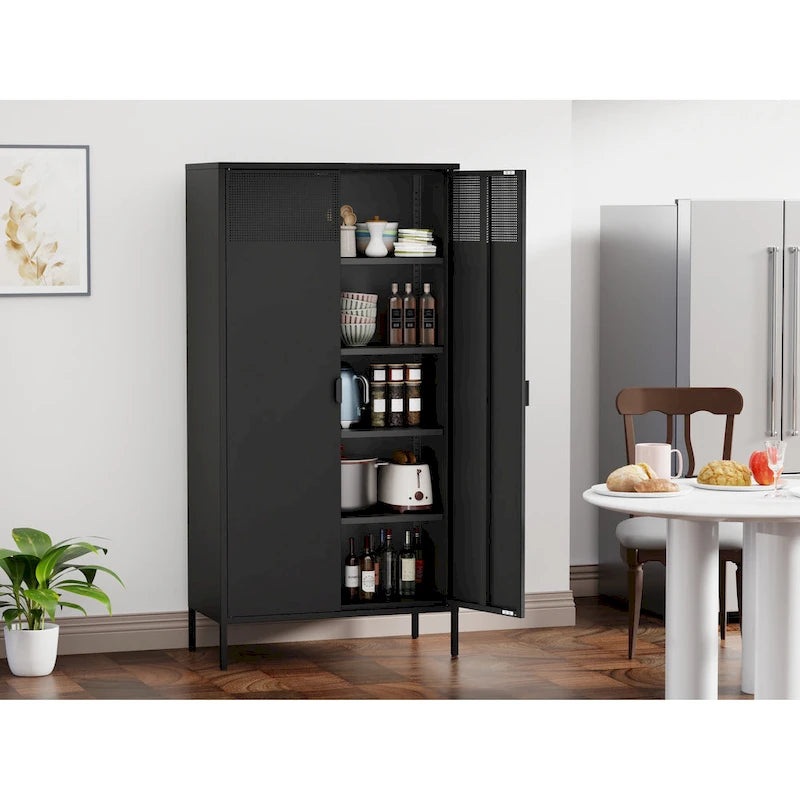 71 Inches High Metal Storage Locker With 4 Adjustable Shelves And 5 Tiers, Suitable For Homes And Offices