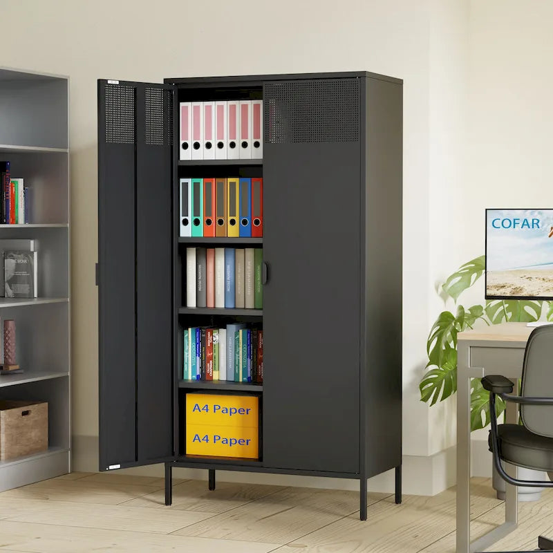 71 Inches High Metal Storage Locker With 4 Adjustable Shelves And 5 Tiers, Suitable For Homes And Offices