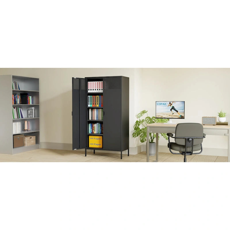 71 Inches High Metal Storage Locker With 4 Adjustable Shelves And 5 Tiers, Suitable For Homes And Offices