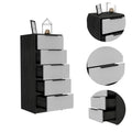 Wood Modern 5 Drawer Dresser Chest with Metal Glides and Handles