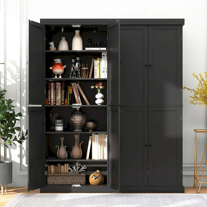 72.5 Kitchen Pantry w/4 Door 6-Tier Shelves Freestanding