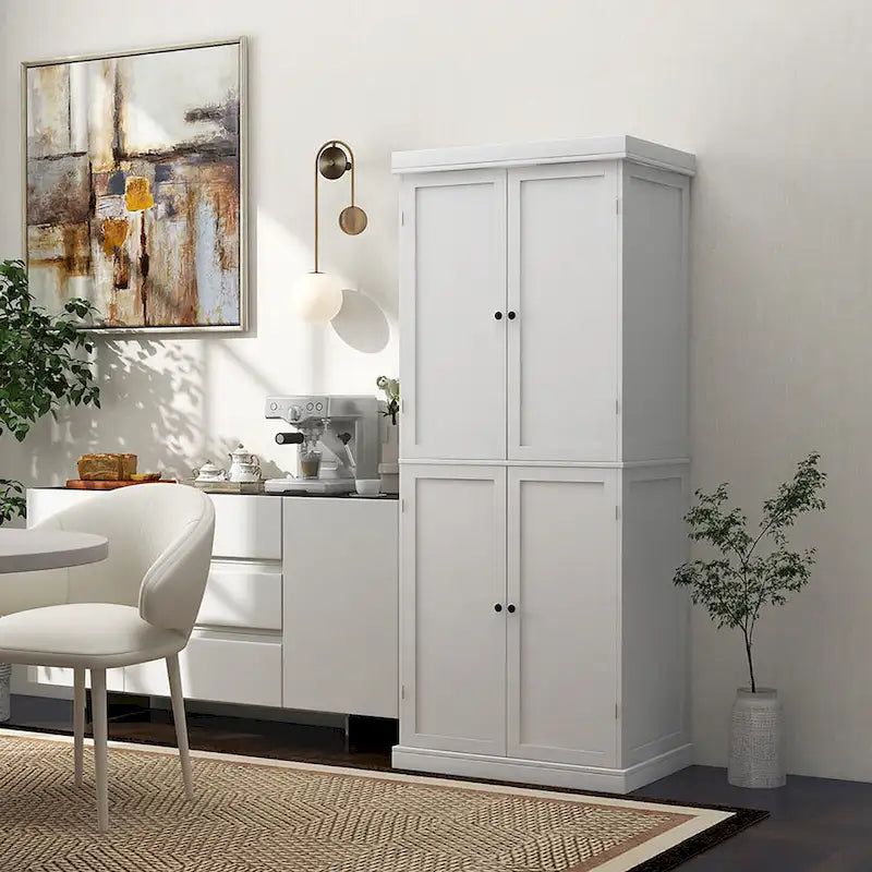 72.5 Kitchen Pantry w/4 Door 6-Tier Shelves Freestanding