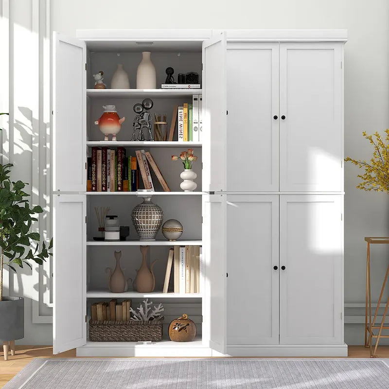 72.5 Kitchen Pantry w/4 Door 6-Tier Shelves Freestanding