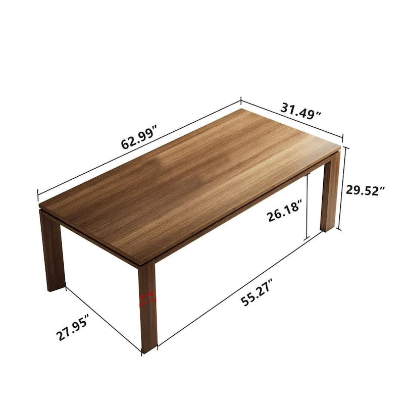 62.99 Inch Mid Century Modern Solid Wood Dining Table for 4-6 People