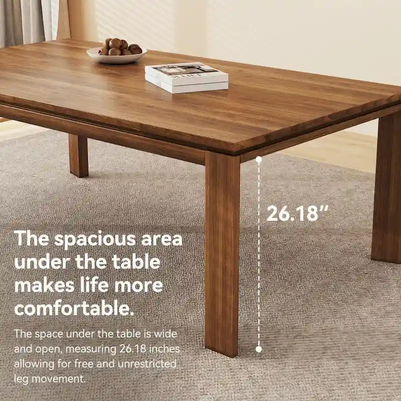 62.99 Inch Mid Century Modern Solid Wood Dining Table for 4-6 People