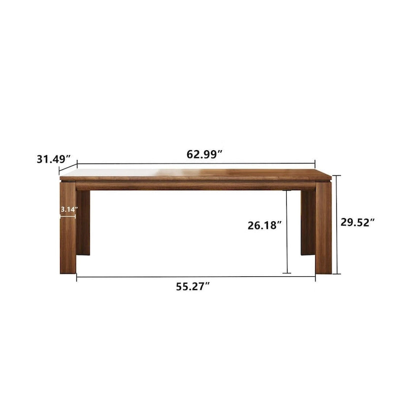 62.99 Inch Mid Century Modern Solid Wood Dining Table for 4-6 People