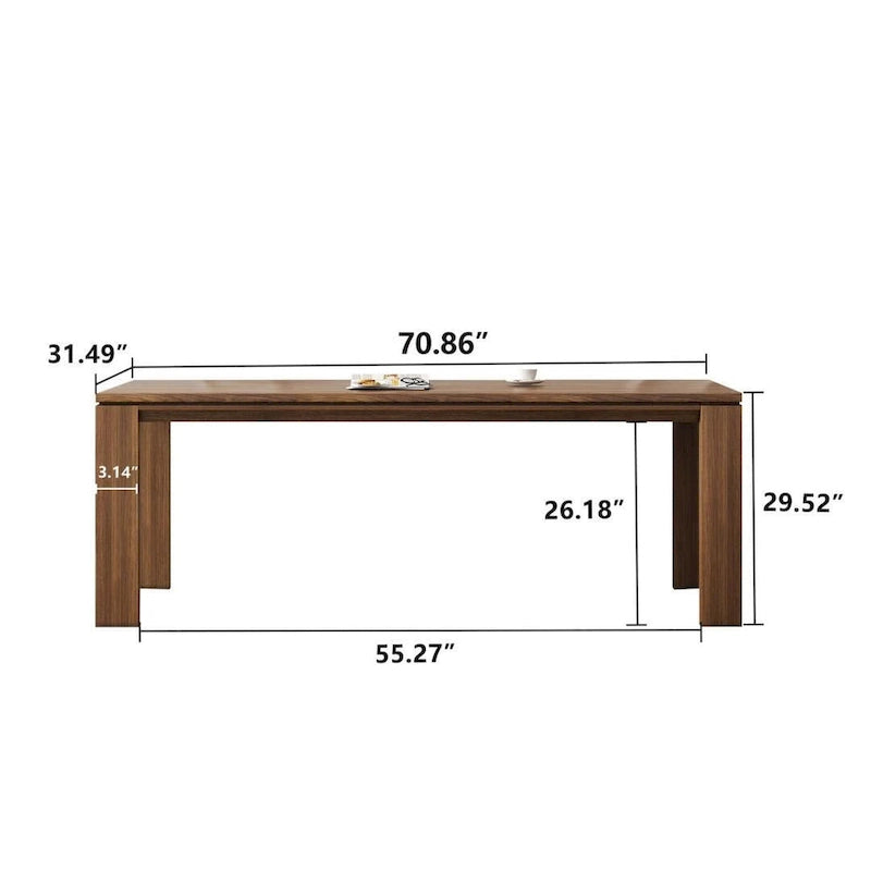 62.99 Inch Mid Century Modern Solid Wood Dining Table for 4-6 People
