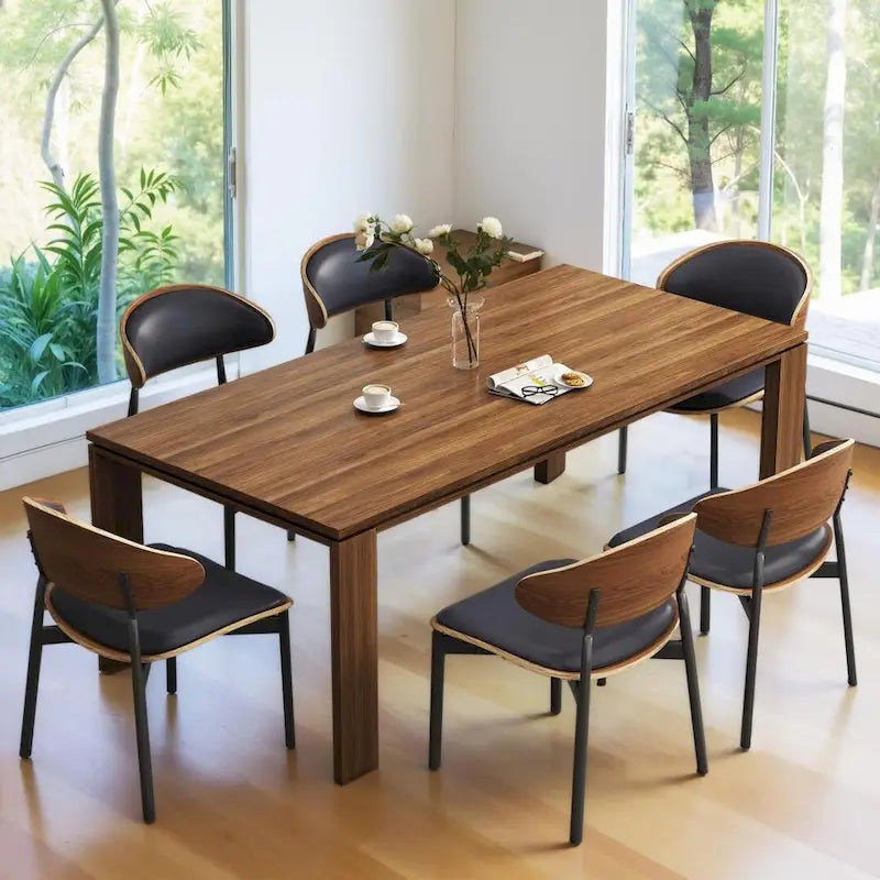 62.99 Inch Mid Century Modern Solid Wood Dining Table for 4-6 People