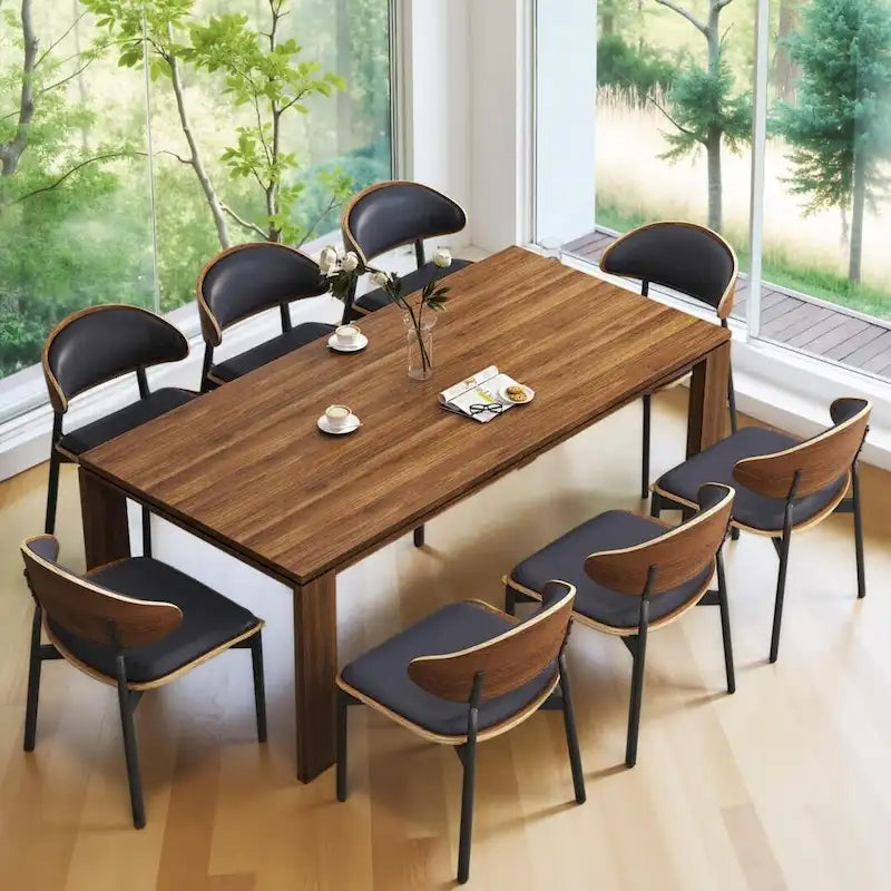 62.99 Inch Mid Century Modern Solid Wood Dining Table for 4-6 People