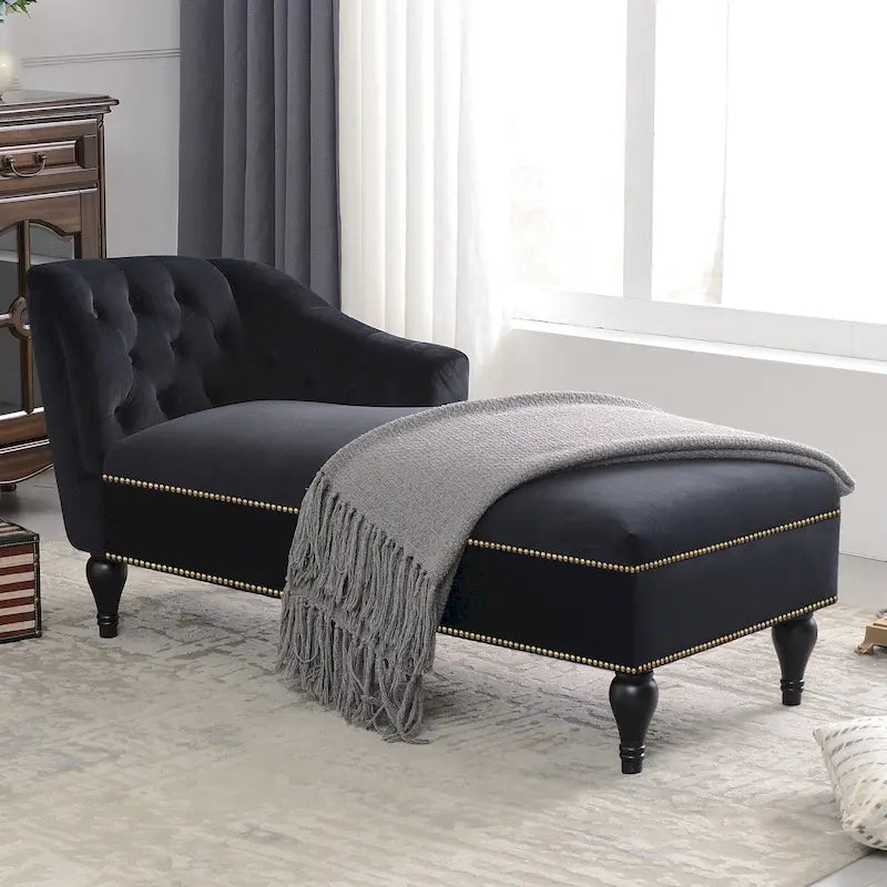 58Velvet Chaise Lounge - 26.50 x 58.00 x 28.60