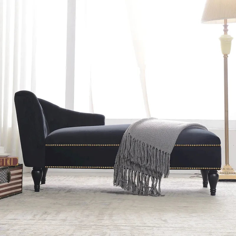 58Velvet Chaise Lounge - 26.50 x 58.00 x 28.60