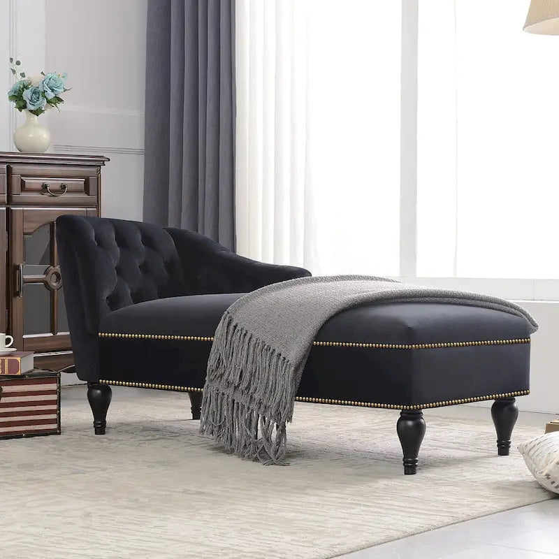 58Velvet Chaise Lounge - 26.50 x 58.00 x 28.60