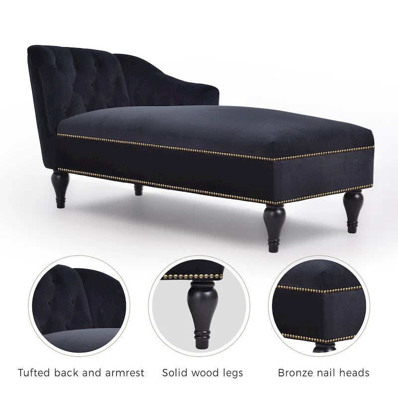 58Velvet Chaise Lounge - 26.50 x 58.00 x 28.60