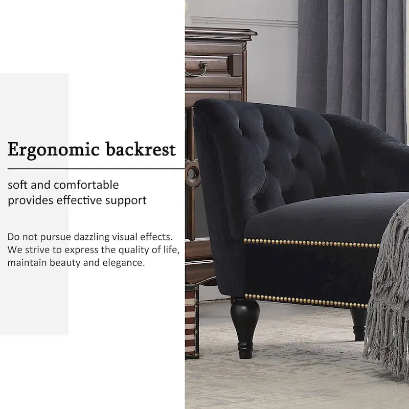 58Velvet Chaise Lounge - 26.50 x 58.00 x 28.60