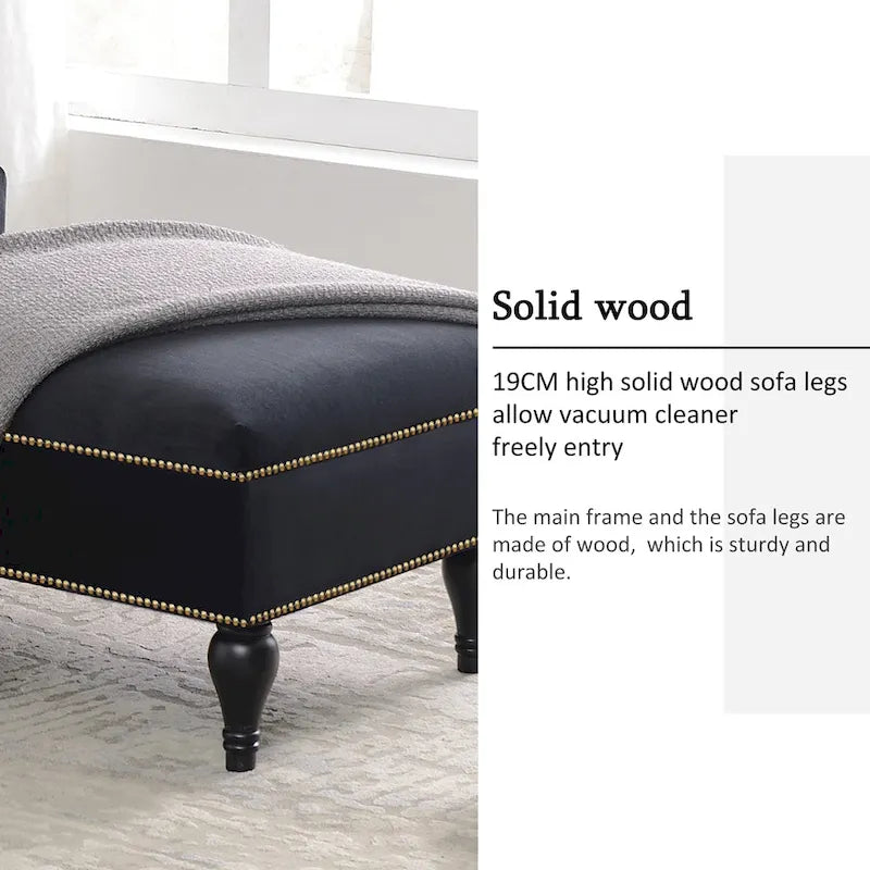 58Velvet Chaise Lounge - 26.50 x 58.00 x 28.60