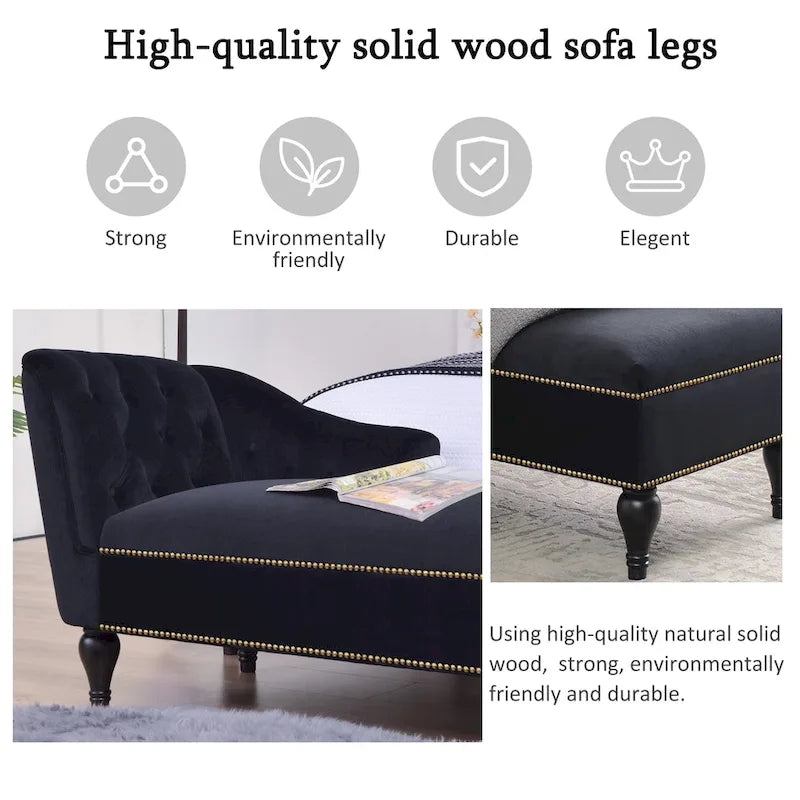 58Velvet Chaise Lounge - 26.50 x 58.00 x 28.60