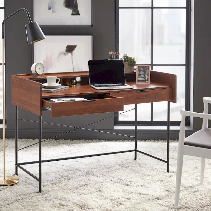 Compact Writing Desk with Storage for Home Office and Study
