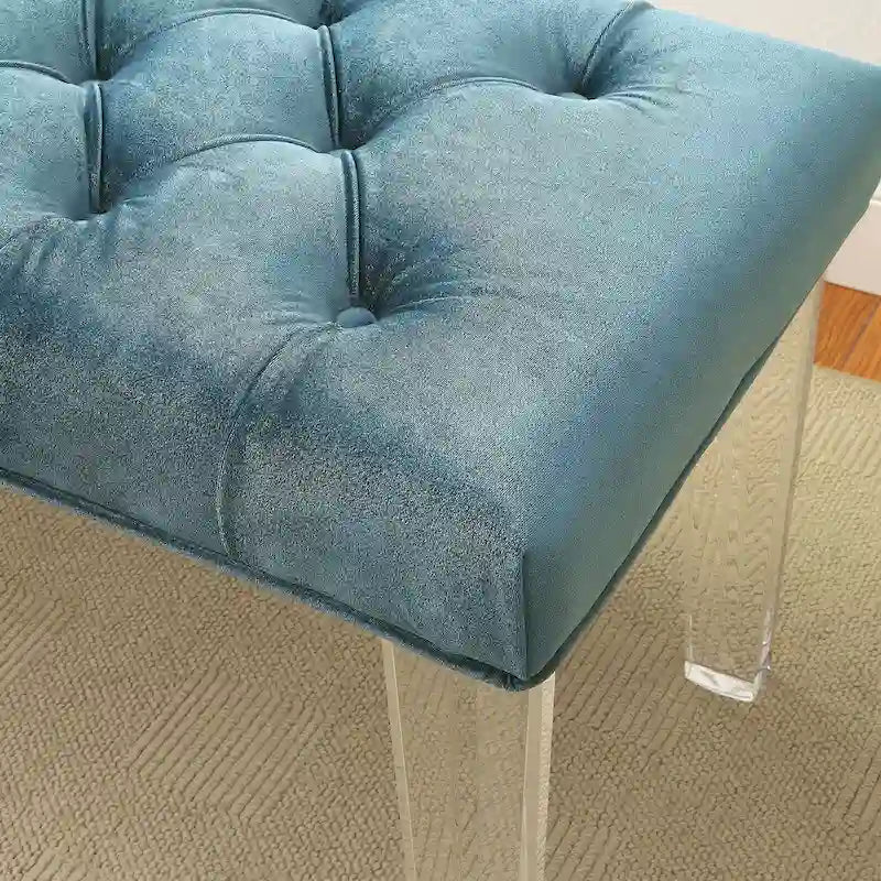 Contemporary Fabric Tufted Accent Bench