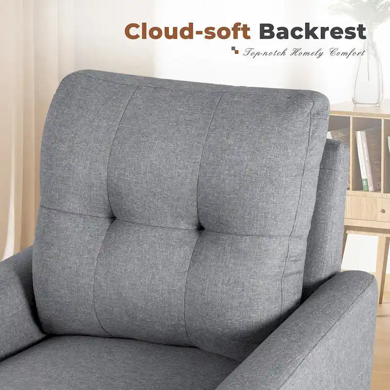 Accent Chair Modern Fabric Upholstered Arm Chair Wood Legs Lounge Chair for Living Room