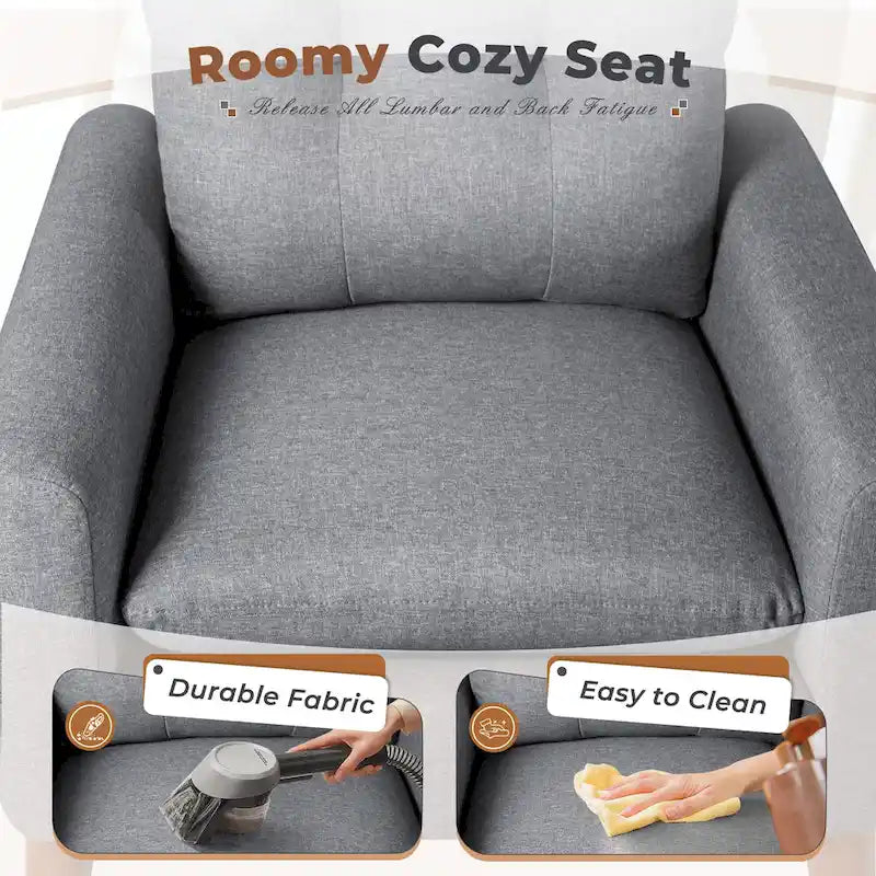 Accent Chair Modern Fabric Upholstered Arm Chair Wood Legs Lounge Chair for Living Room
