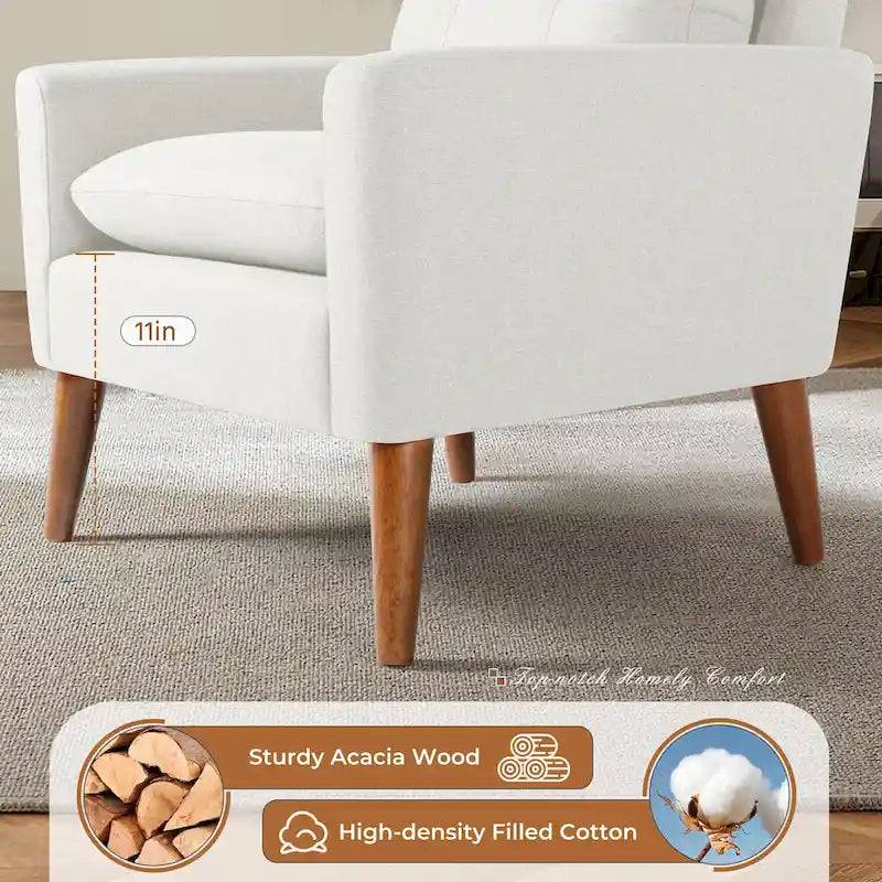Accent Chair Modern Fabric Upholstered Arm Chair Wood Legs Lounge Chair for Living Room