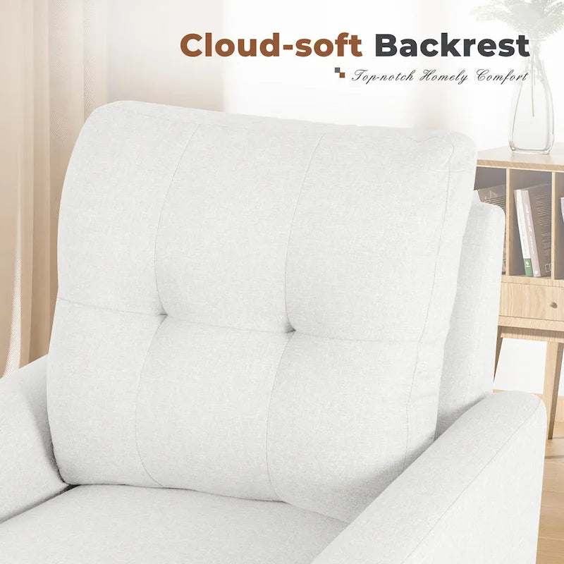 Accent Chair Modern Fabric Upholstered Arm Chair Wood Legs Lounge Chair for Living Room