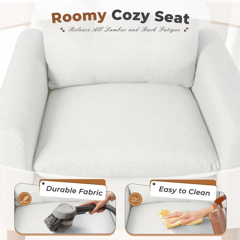 Accent Chair Modern Fabric Upholstered Arm Chair Wood Legs Lounge Chair for Living Room