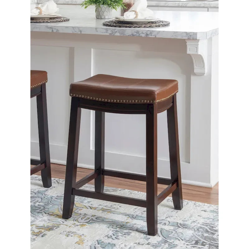 Willamette Cognac Faux Leather Counter Stool
