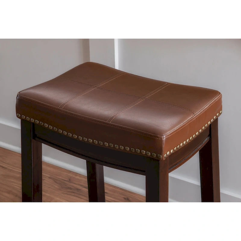 Willamette Cognac Faux Leather Counter Stool