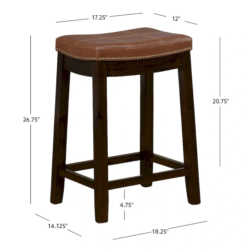 Willamette Cognac Faux Leather Counter Stool