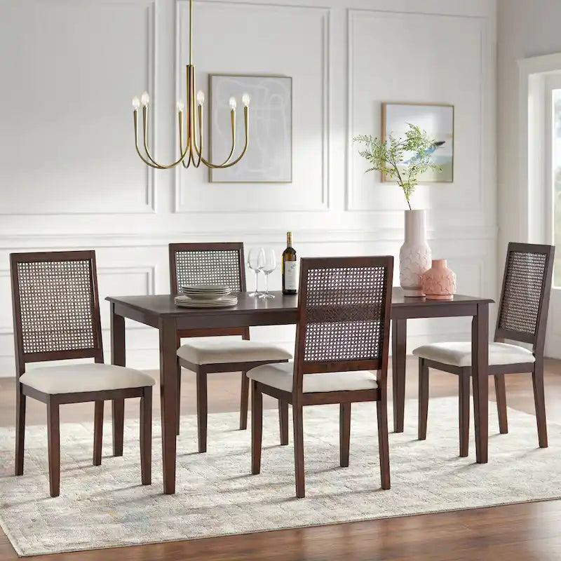 Modern Solid Wood Rectangular Dining Table for 4 to 6 Seats