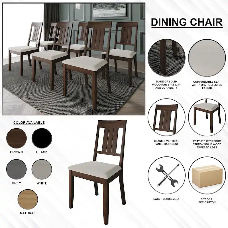 Classic Wooden Dining Chairs (Set of 2) - N/A