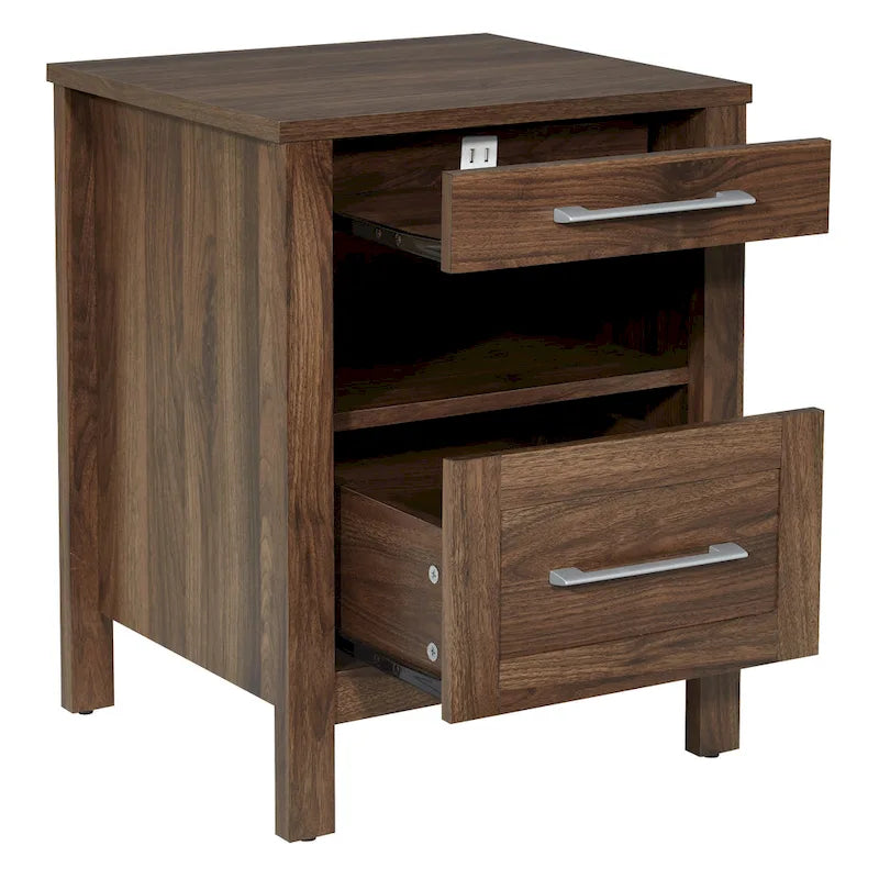 Bedside Nightstand with Drawer and Open Shelf for Bedroom Storage