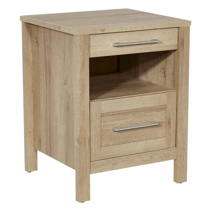 Bedside Nightstand with Drawer and Open Shelf for Bedroom Storage