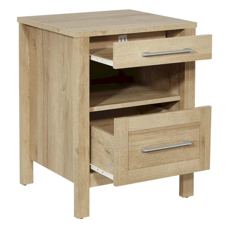 Bedside Nightstand with Drawer and Open Shelf for Bedroom Storage