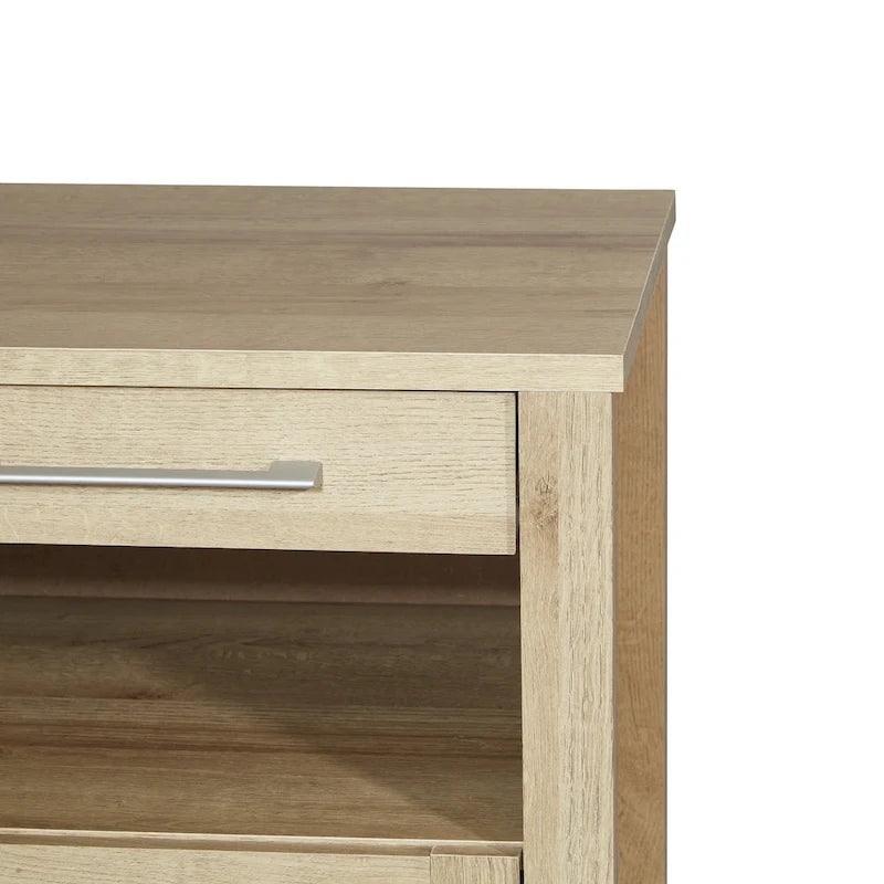 Bedside Nightstand with Drawer and Open Shelf for Bedroom Storage