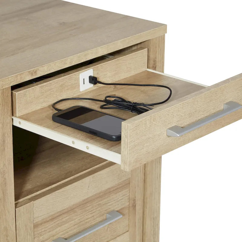 Bedside Nightstand with Drawer and Open Shelf for Bedroom Storage