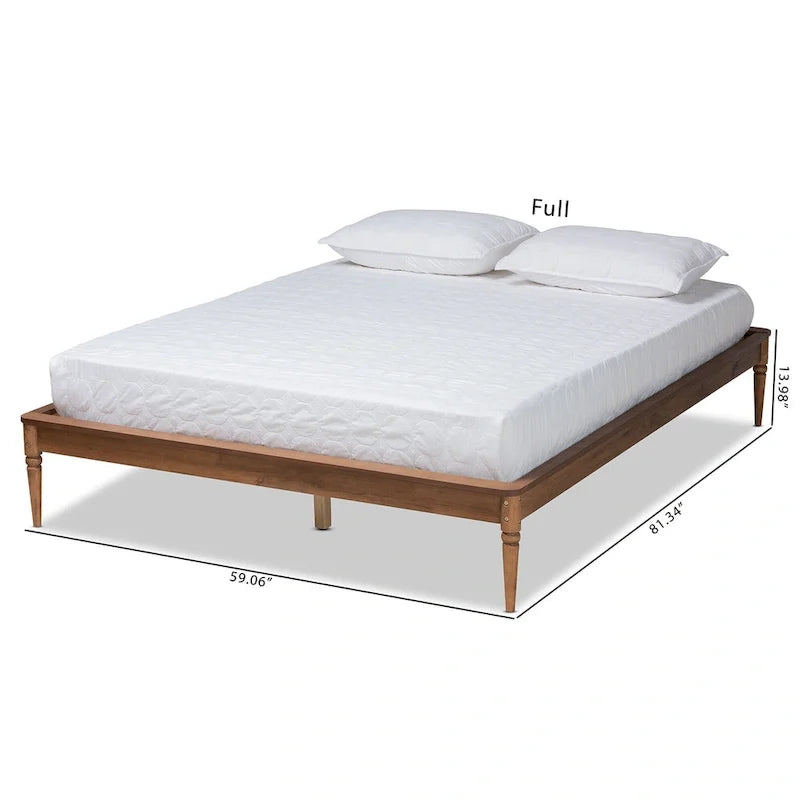 Classic and Traditional Walnut Brown Finished Wood Bed Frame