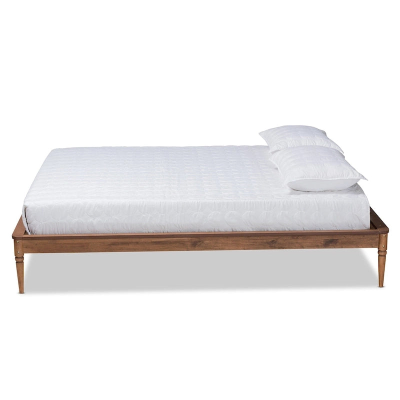 Classic and Traditional Walnut Brown Finished Wood Bed Frame