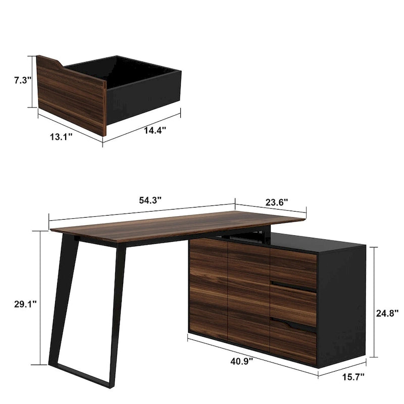 Home Office Computer Desk L-Shaped Corner Desk 54.3 Writing