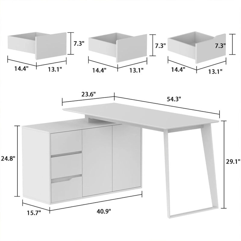 Home Office Computer Desk L-Shaped Corner Desk 54.3 Writing