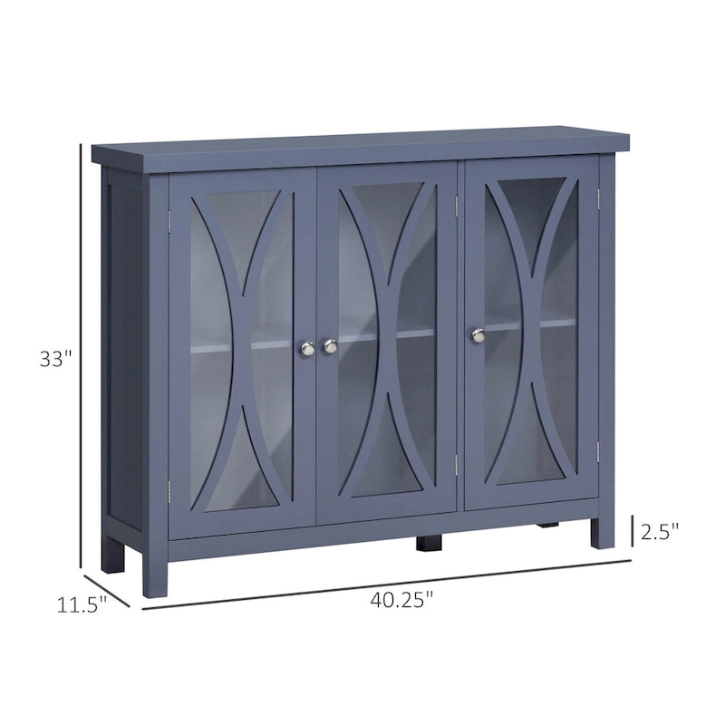 Modern Kitchen Sideboard, Buffet Cabinet with 2 Storage Cupboard, Glass Doors