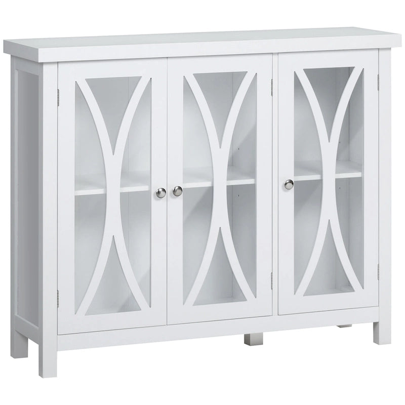 Modern Kitchen Sideboard, Buffet Cabinet with 2 Storage Cupboard, Glass Doors