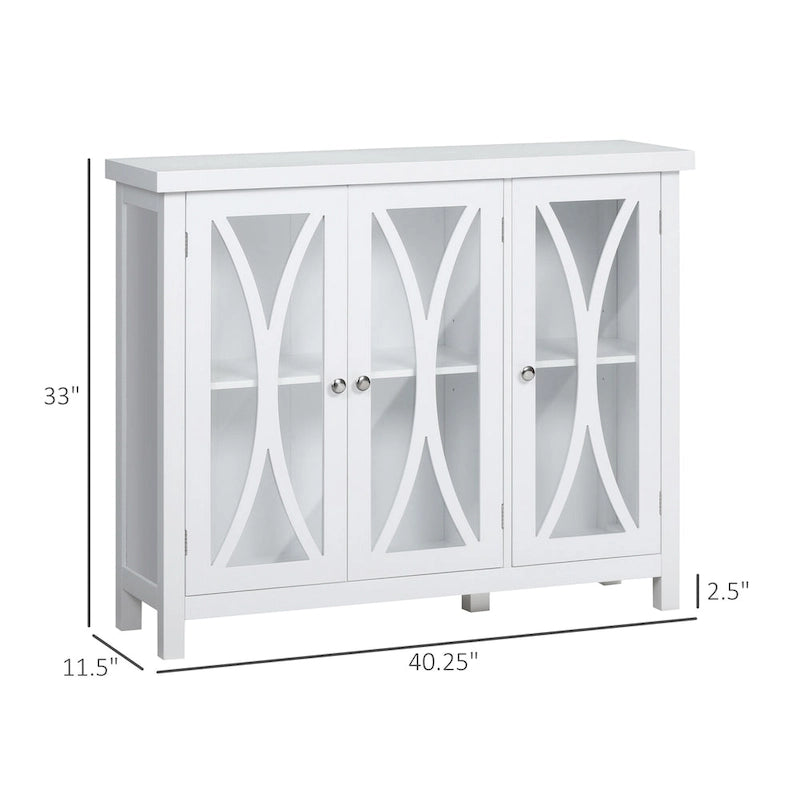 Modern Kitchen Sideboard, Buffet Cabinet with 2 Storage Cupboard, Glass Doors