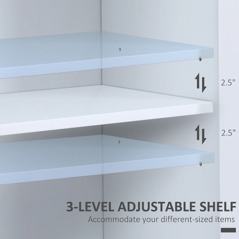 Modern Kitchen Sideboard, Buffet Cabinet with 2 Storage Cupboard, Glass Doors