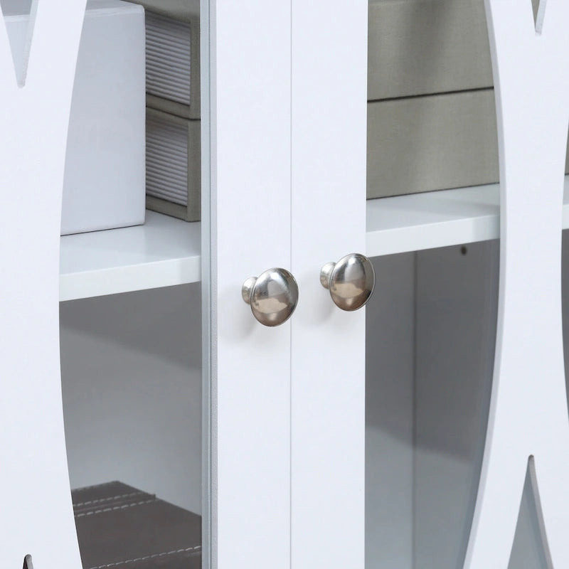 Modern Kitchen Sideboard, Buffet Cabinet with 2 Storage Cupboard, Glass Doors