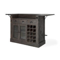 Cheers Dark Brown Solid Wood w/Wine Bottle Storage Kitchen Island - 67.8L x 29.0W x 42.5H
