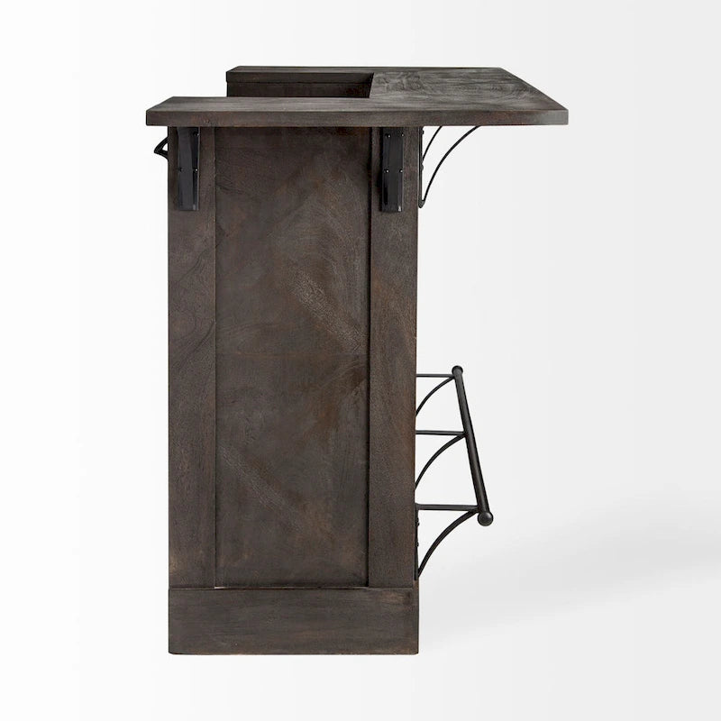 Dark Brown Solid Wood w/Wine Bottle Storage Kitchen Island - 67.8L x 29.0W x 42.5H