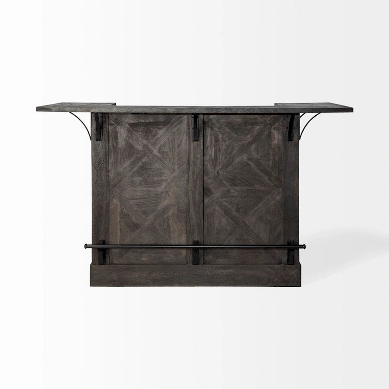 Dark Brown Solid Wood w/Wine Bottle Storage Kitchen Island - 67.8L x 29.0W x 42.5H